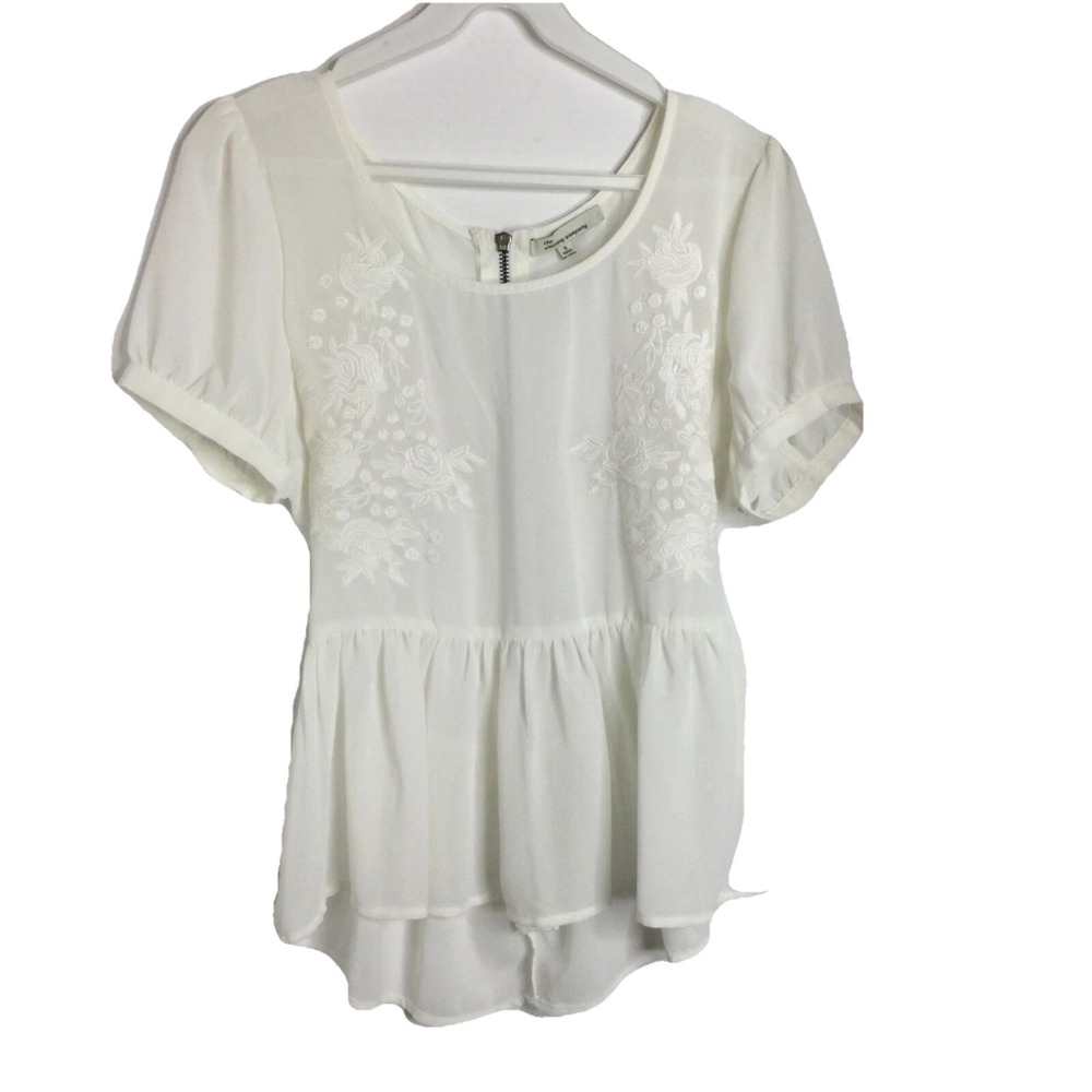 The Clothing Company Size Small White Vintage Sheer Embroidered Back Zipper